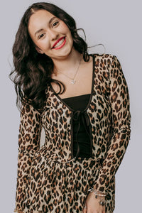 LEOPARD QUEEN MESH TIE TOP