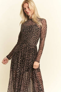 QUEEN B LEOPARD MESH DRESS