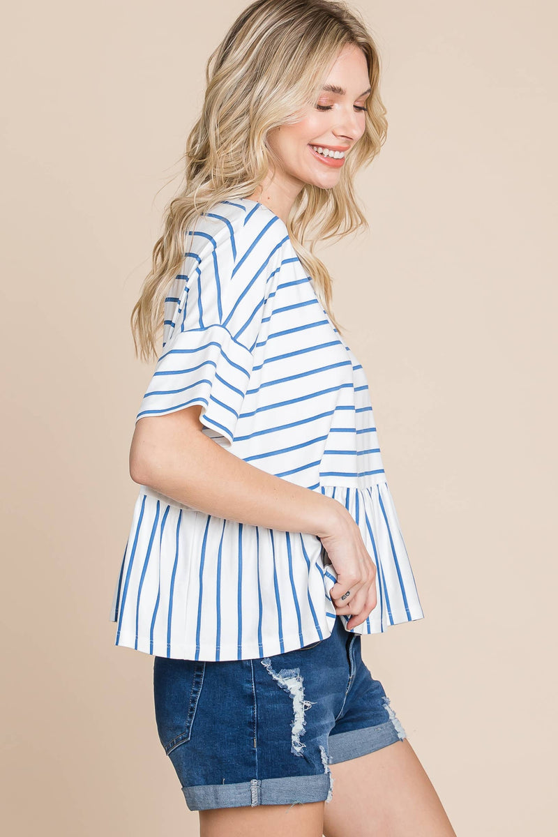 Striped Babydoll Short Sleeve Top