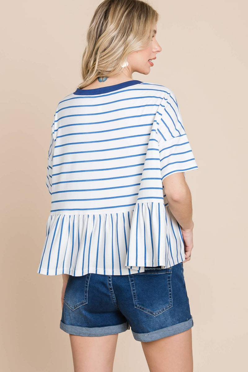 Striped Babydoll Short Sleeve Top