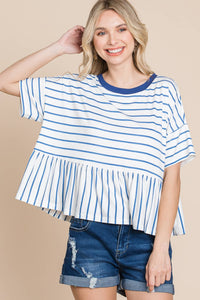 Striped Babydoll Short Sleeve Top
