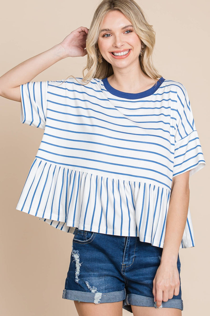 Striped Babydoll Short Sleeve Top