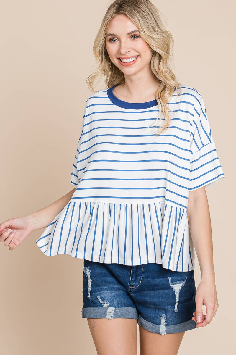 Striped Babydoll Short Sleeve Top