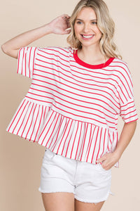 Striped Babydoll Short Sleeve Top