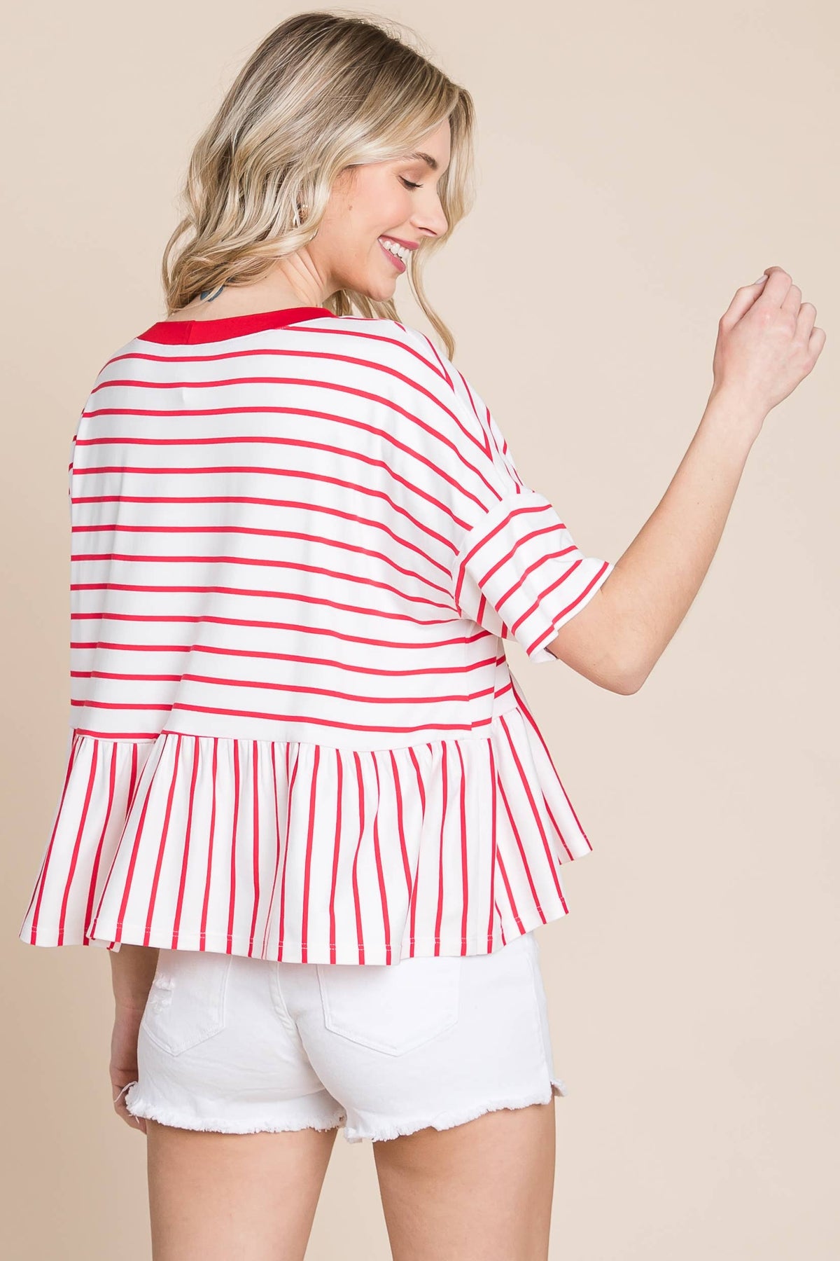 Striped Babydoll Short Sleeve Top