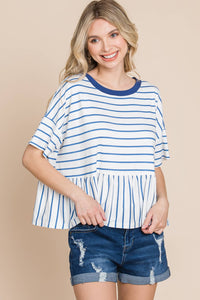 Striped Babydoll Short Sleeve Top