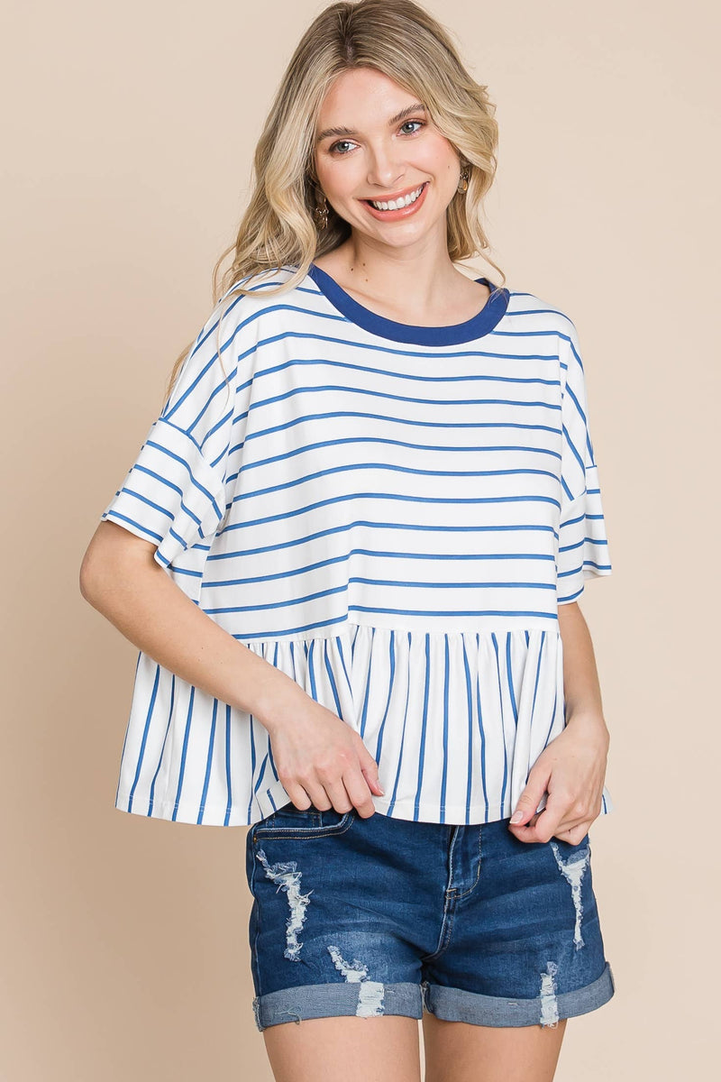 Striped Babydoll Short Sleeve Top