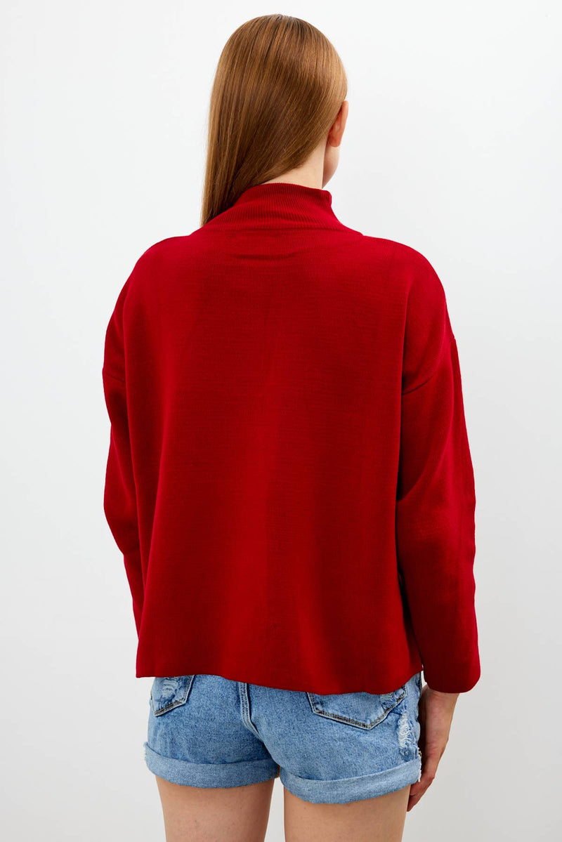 Mock Neck Knit Oversized Sweater