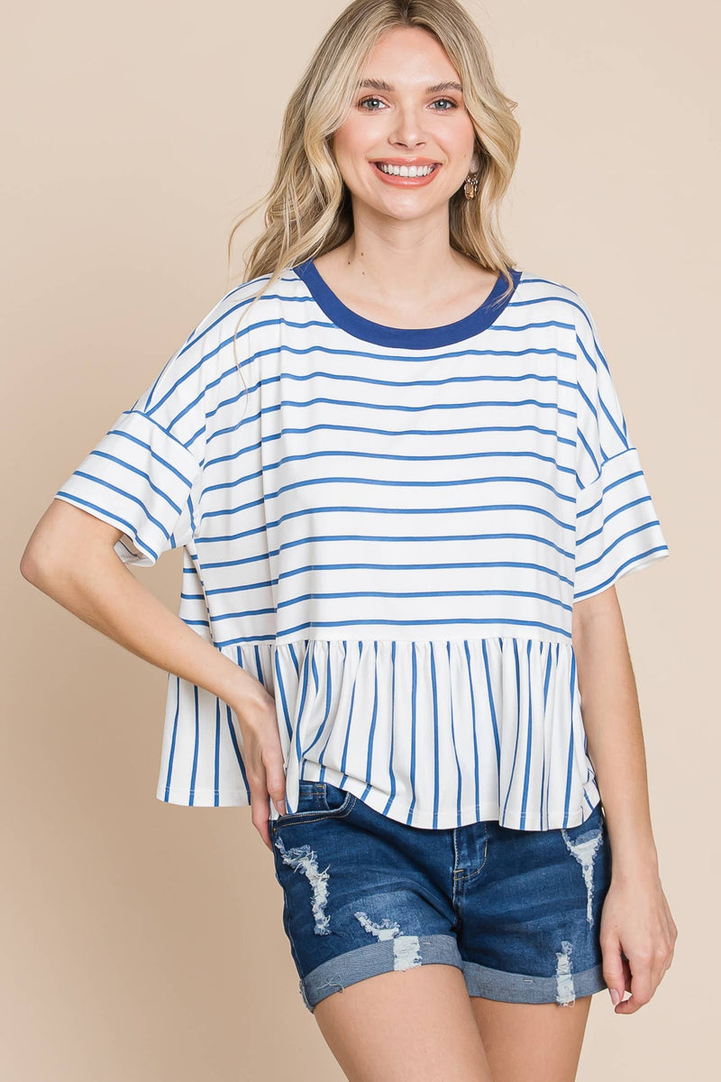 Striped Babydoll Short Sleeve Top