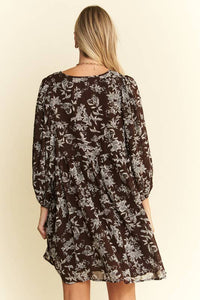 FLORAL CHIFFON BABYDOLL SHORT DRESS