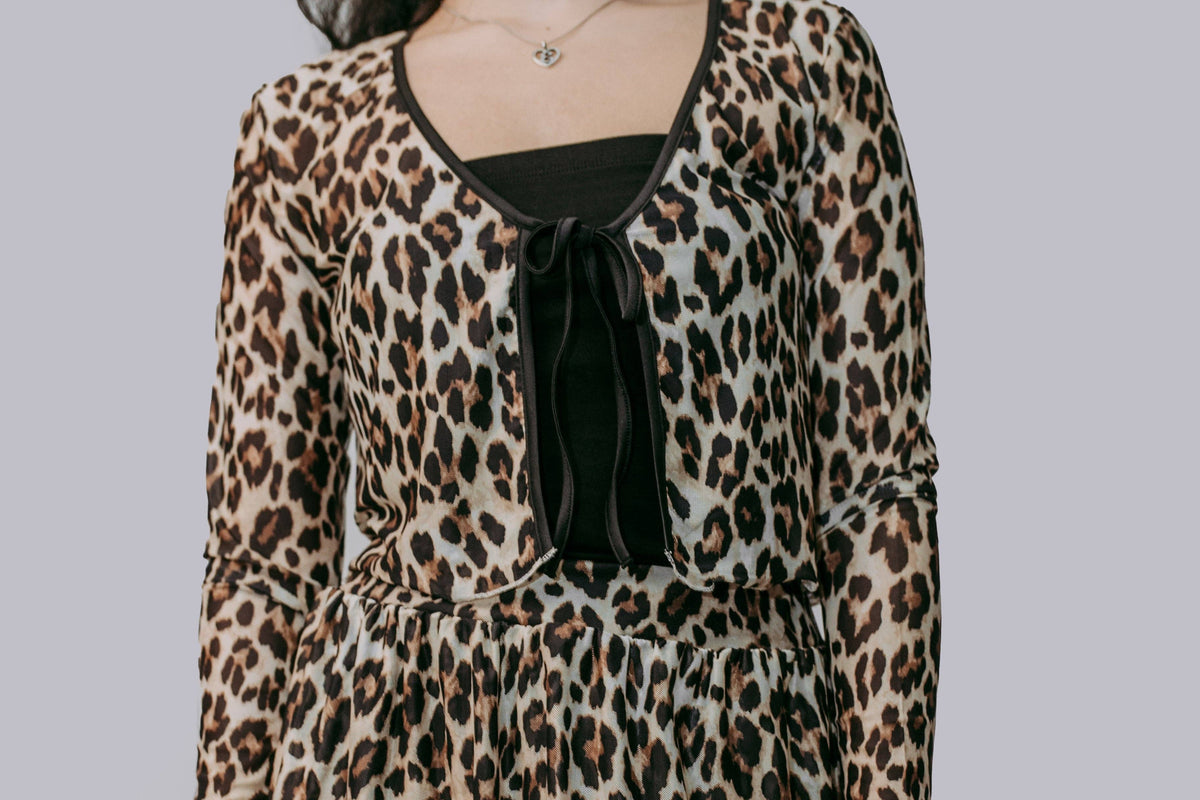 LEOPARD QUEEN MESH TIE TOP