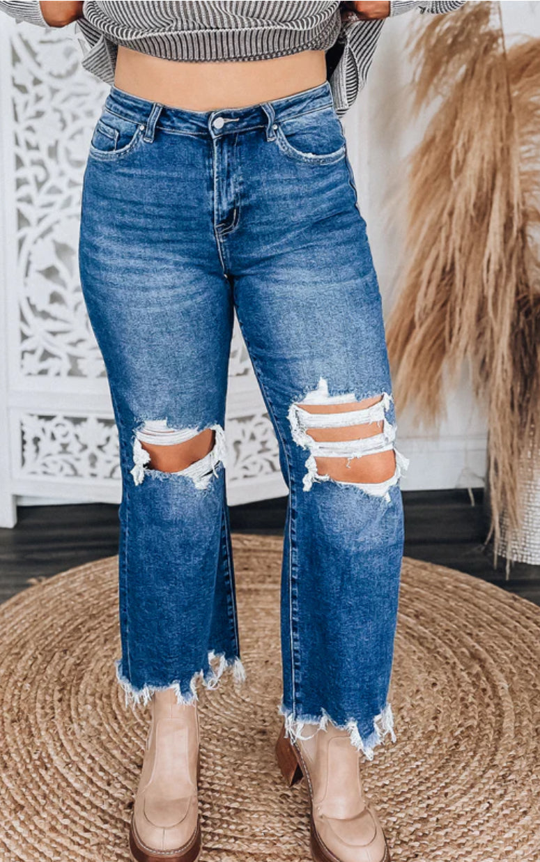 PLUS SIZE 90’S VINTAGE FLARE JEAN (millennim blue)