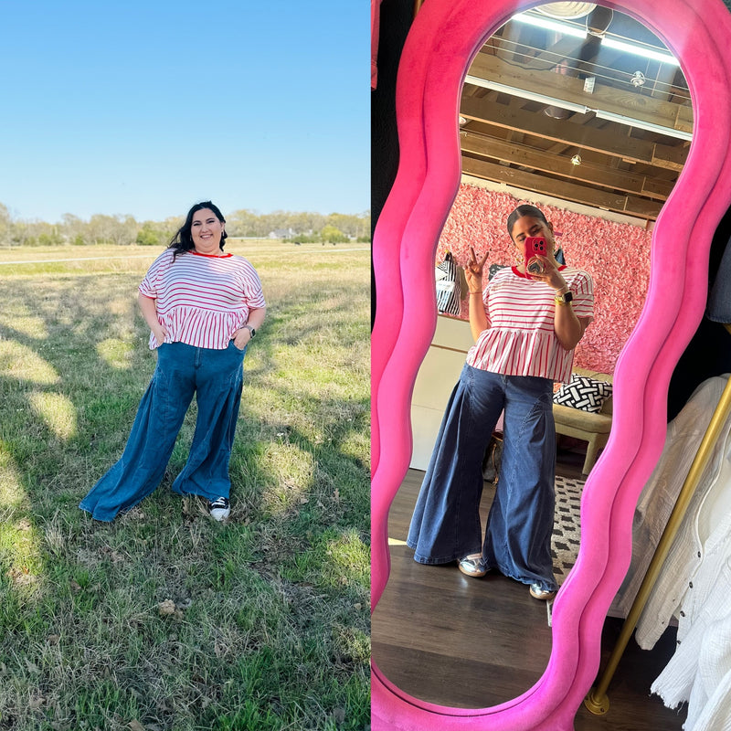 Striped Babydoll Short Sleeve Top