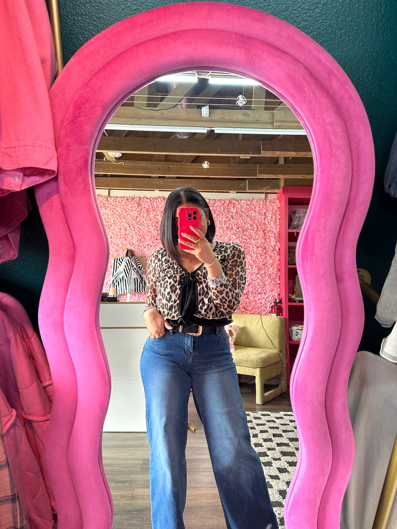 LEOPARD QUEEN MESH TIE TOP