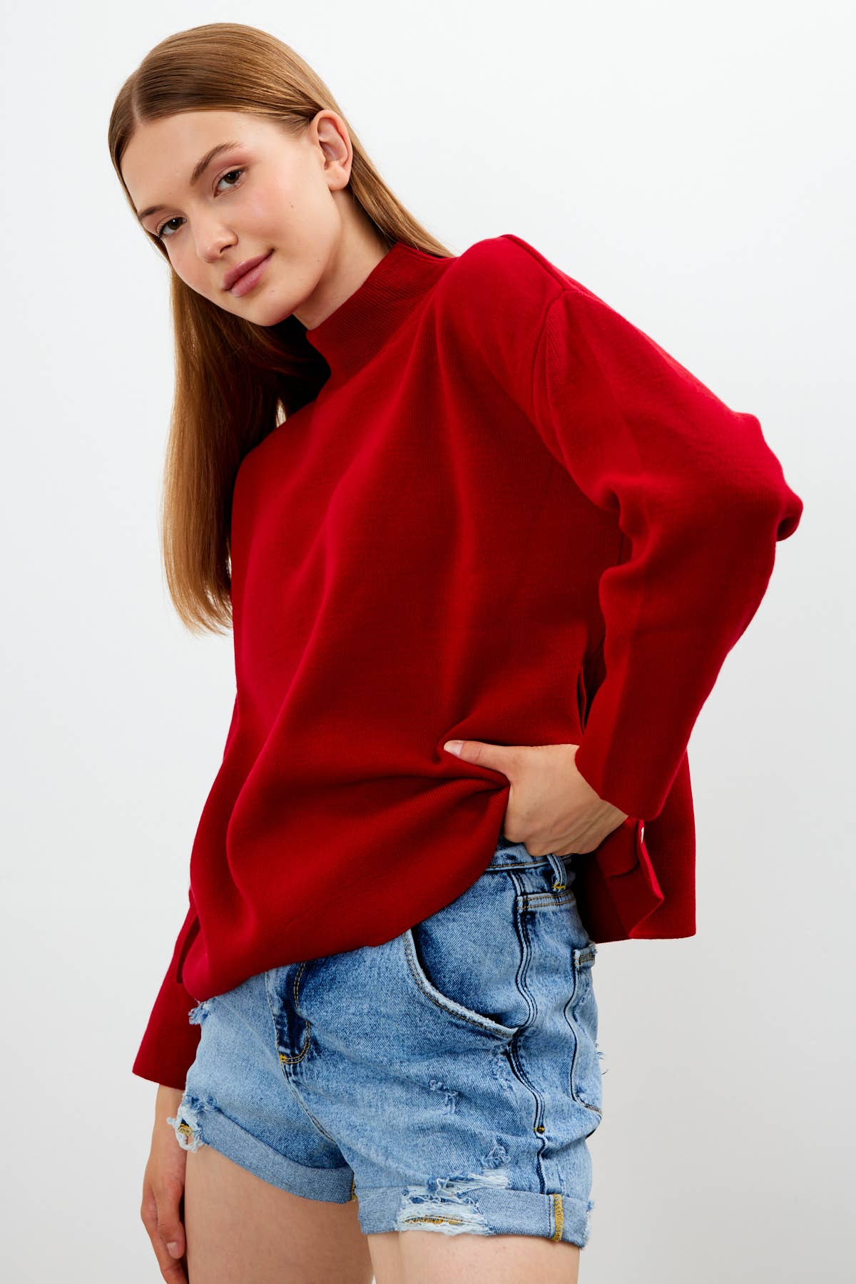 Mock Neck Knit Oversized Sweater