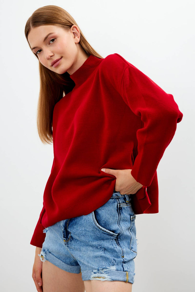 Mock Neck Knit Oversized Sweater