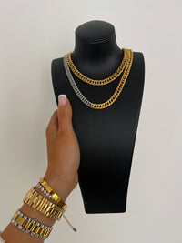 SILVER AND GOLD CUBAN CHAIN NECKLACE