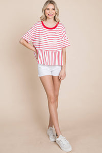 Striped Babydoll Short Sleeve Top