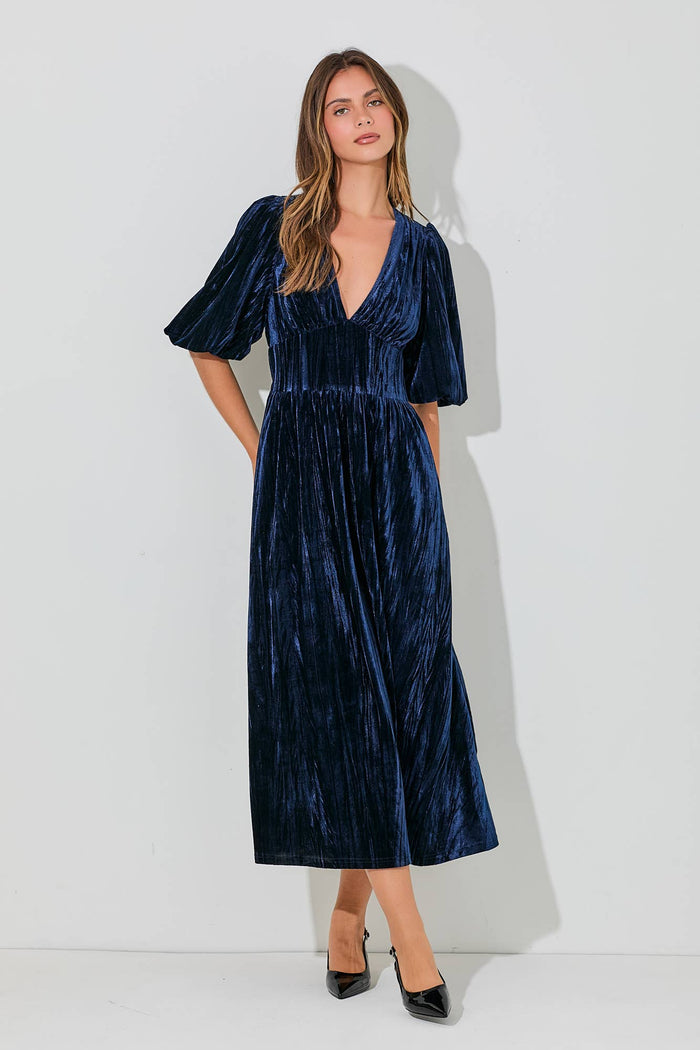 VELVET MIDI DRESS