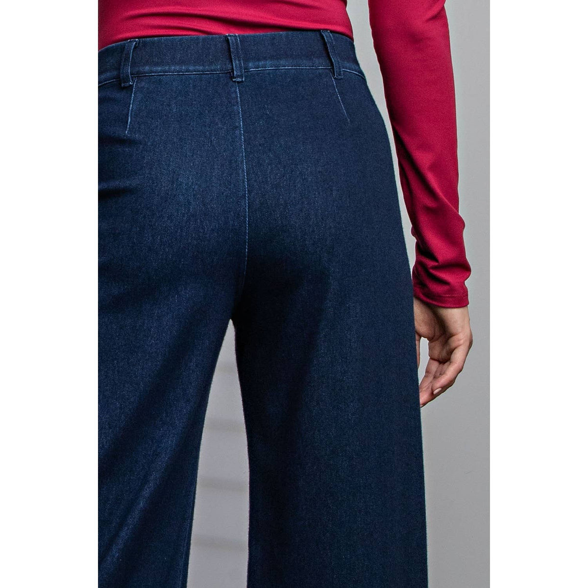 COTTON STRETCH TWILL WIDE LEG PANT