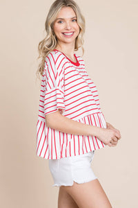 Striped Babydoll Short Sleeve Top