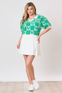 Golf Ball Embroidery Square Viscose Sweater