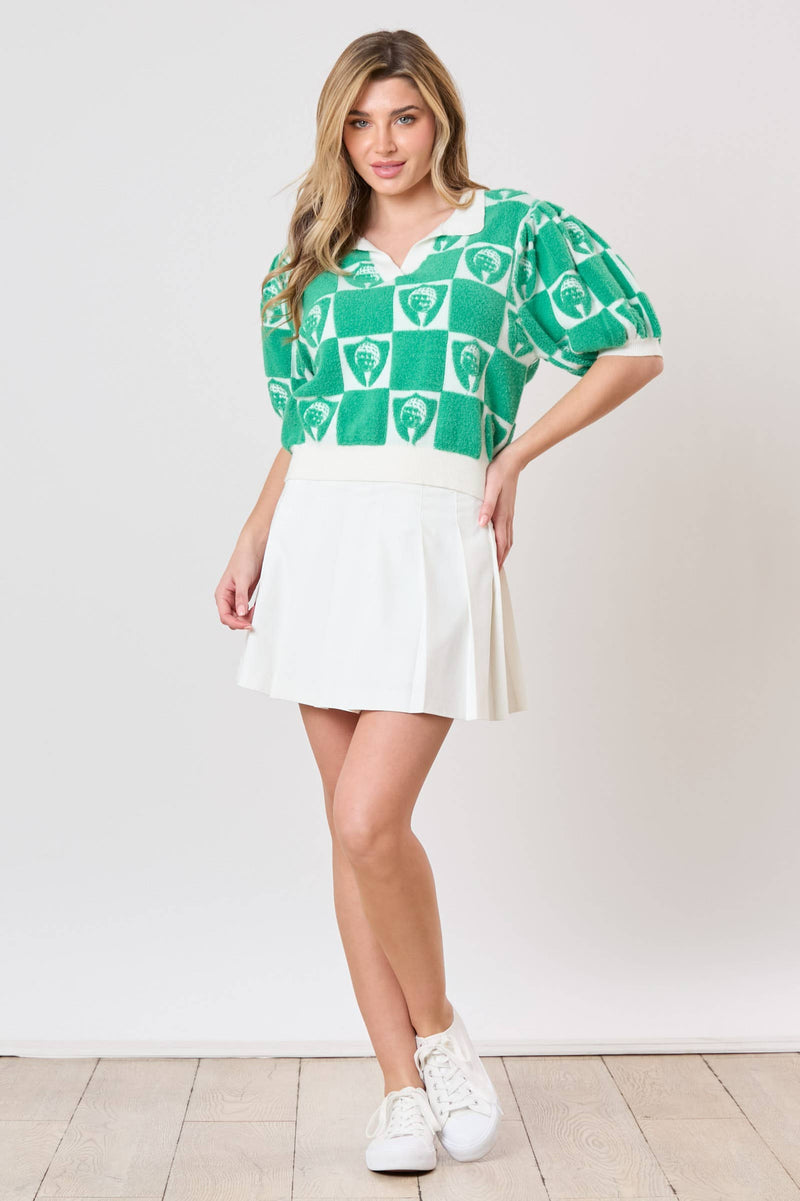 Golf Ball Embroidery Square Viscose Sweater