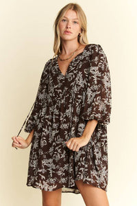 FLORAL CHIFFON BABYDOLL SHORT DRESS
